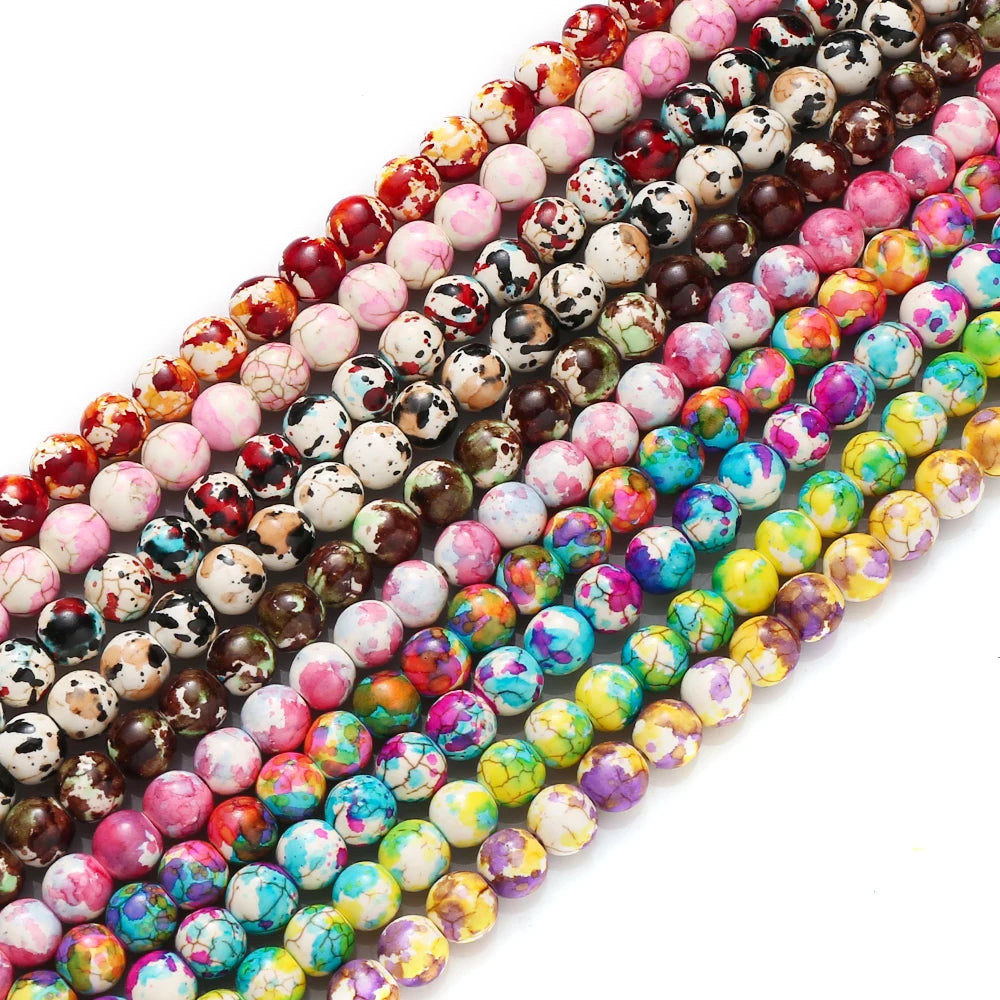 Wholesale 8mm Stone Beads Colorful Turquoises Round Spacer Beads for Jewelry Making DIY Handmade Bracelet Necklace Accessories