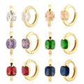 EH1188 Korean Mini Thick Small Fashion 925 Sterling Silver Square Zircon Charm Huggies Hoops Earrings Fine Jewelry for Women