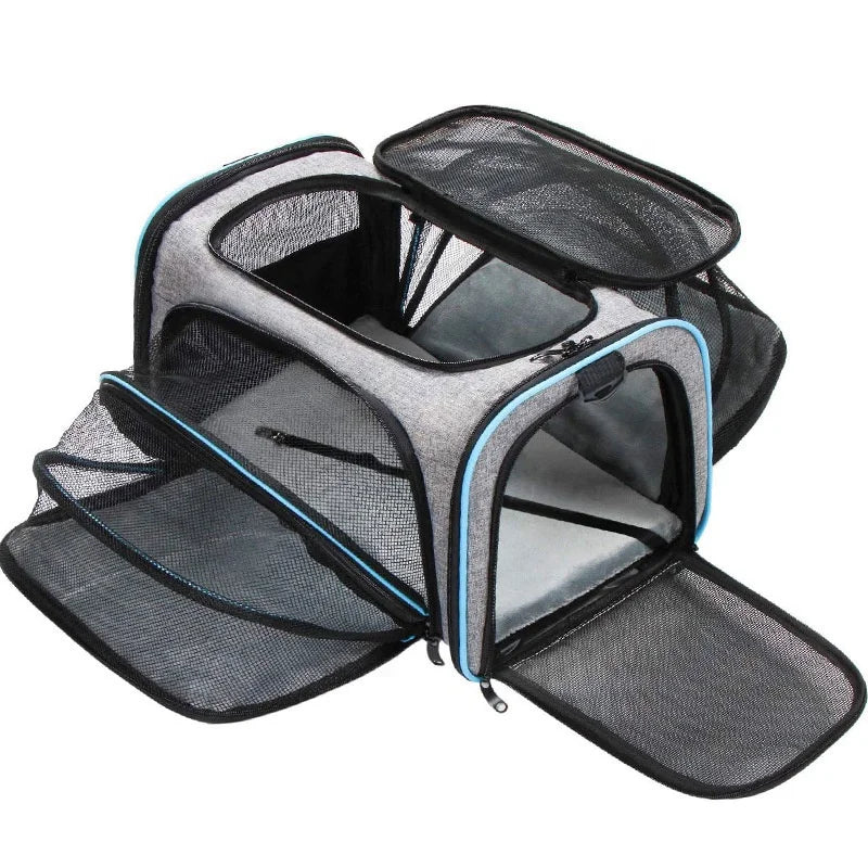 Expandable Outdoor Travel Wear Resistant Breathable Mesh Design Portable Dog Cat Carrier Bag for Pet Transportation and Sleep