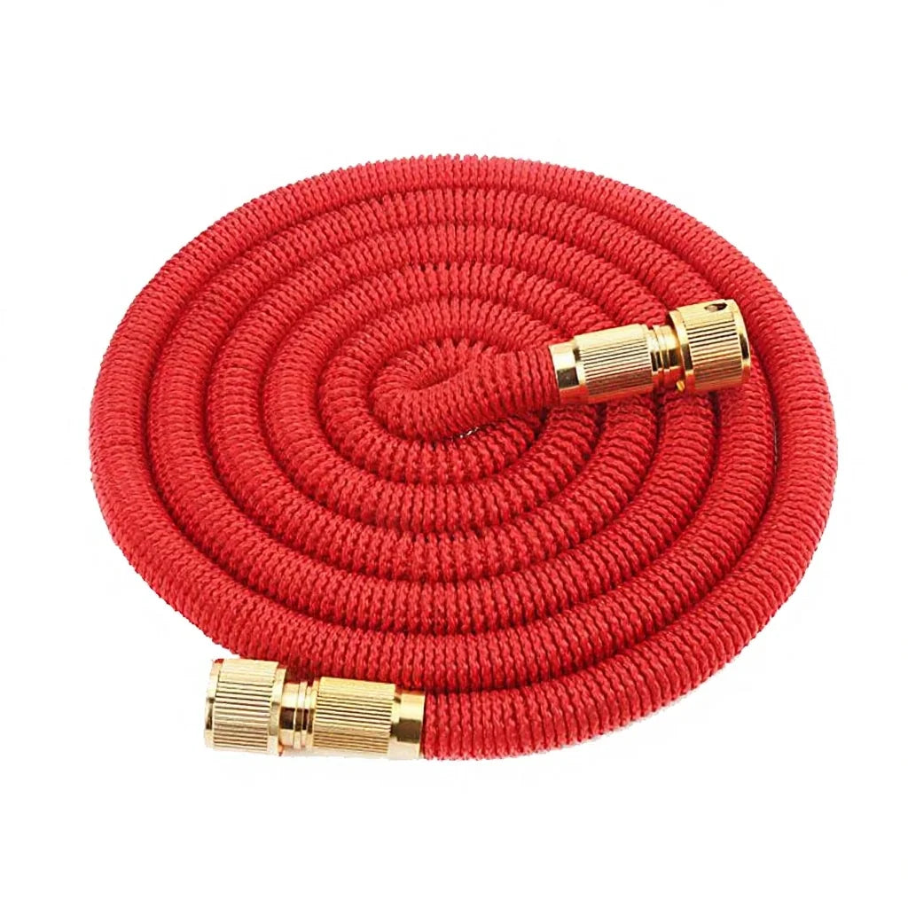 Supermarket Best-Selling Triple Telescopic Magic Water Hose Red Hot Rubber Metal Joint Garden Hose for Flowers & Car Care