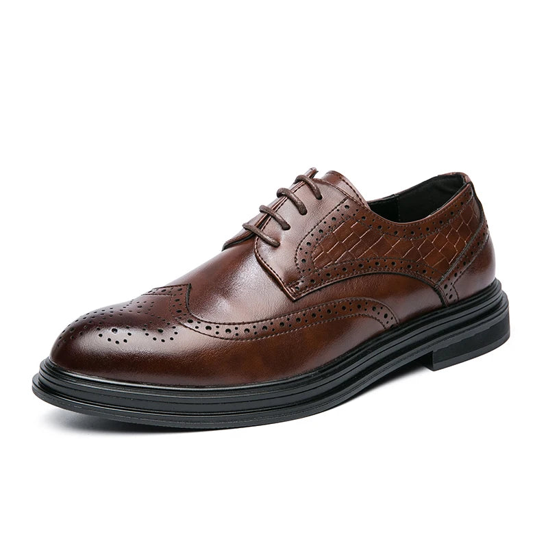 New Wholesale Pointed Toe Non-slip Breathable Anti-Odor Lace-up Men's Formal Dress Shoes PU Wedding Shoes