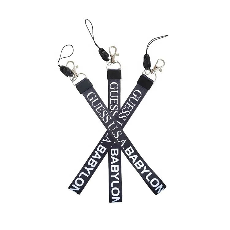 Wrist Keychain Cellphone Lanyard with Logo Printed Polyester Nylon Short Hand Bag Strap