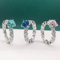 Fashion Round Cut S925 Silver Zircon Rings Jewelry Women Wedding Engagement Ring