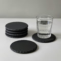 Wholesale Bulk Eco-Friendly Black Slate Stone Coasters Custom Logo Classic Feet for Beer Restaurants Customizable Your Mats Pads