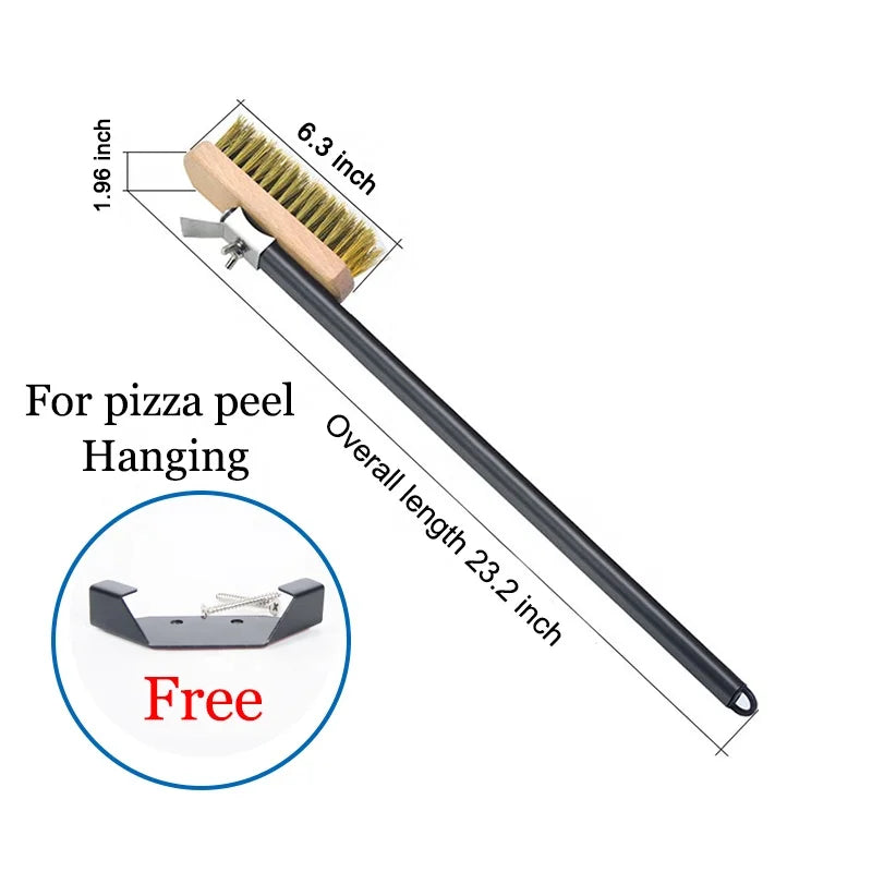 Professional Pizza Oven Copper Brush Scraper Household Grill Brass Cleaning Brush With 21 Inch Aluminium Handle