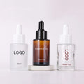 Amber clear Frosted Skincare Serum Cosmetic Bottle 1oz 30 ml Empty Flat Shoulder Hair Oil Glass Dropper Bottle