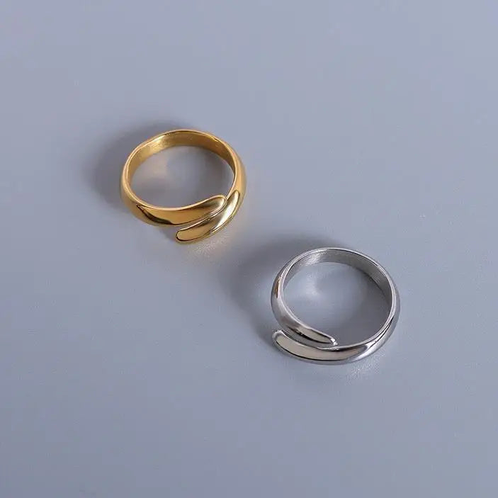 18k Real Gold Knot Adjustable Rings Ins Irregular Hollow Surgical Stainless Steel Couple Rings Bague Acier Inoxydable Nouveau
