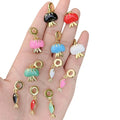 JS1923 Dainty 18K Gold Plated Enamel Jellyfish Zircon CZ Micro Pave Fish Marine Life Dangle Charms for DIY Jewelry Making
