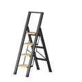Portable Thick Aluminum 4-Step 300 Lbs Capacity Modern Black Folding Ladder for Hotel Use