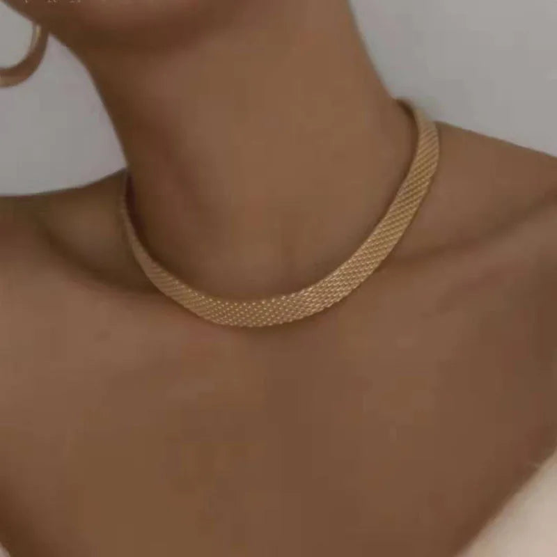Joolim Jewelry 18K Gold Plated Watch Strap Style Choker Band Necklace Stainless Steel Jewelry Wholesale