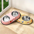 Customized Modern Stylish Cute Cartoon Anti-tip Anti-slip Waterproof Eating Drinking Double Stainless Steel Pet Cat Dog Feeding