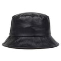 Fashion Leather Reversible Bucket Hat Wide Brim Solid Color Trendy Fisherman Hat for Women Men