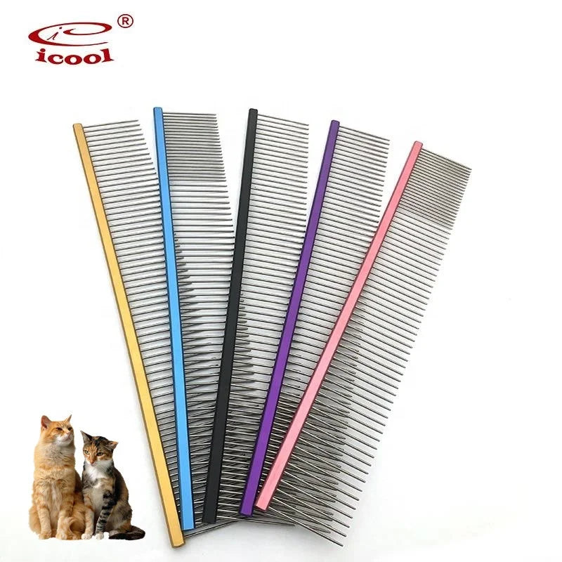 PC-2 240*40mm Colorful Pet Comb Stainless Steel Dog Cat Grooming Comb Pet Massage Cat Comb MegaBDM