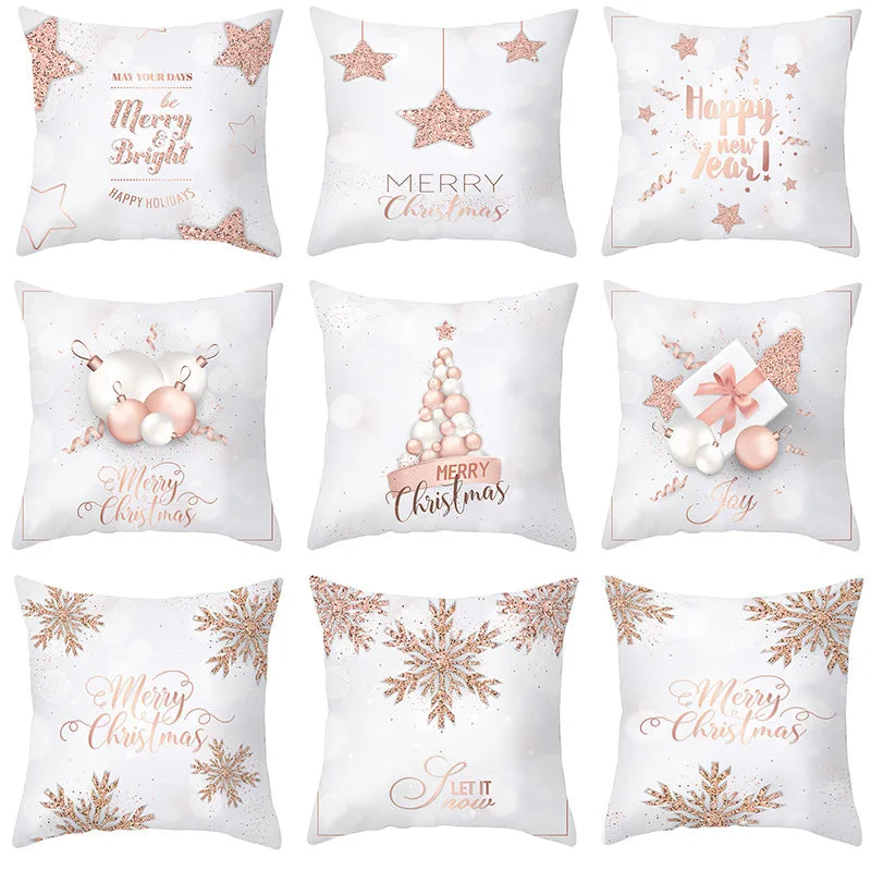 White Snow Pillow Covers New Year Gift Cushion Cover for Home Sofa Decorative Christmas Throw Pillowcases 45*45cm