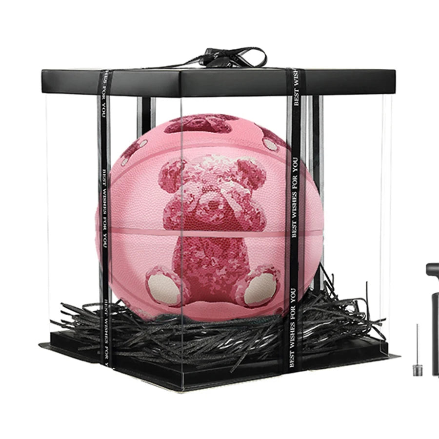 Cute Pink Bear Pattern Basketball Holiday Special Gift for Girls