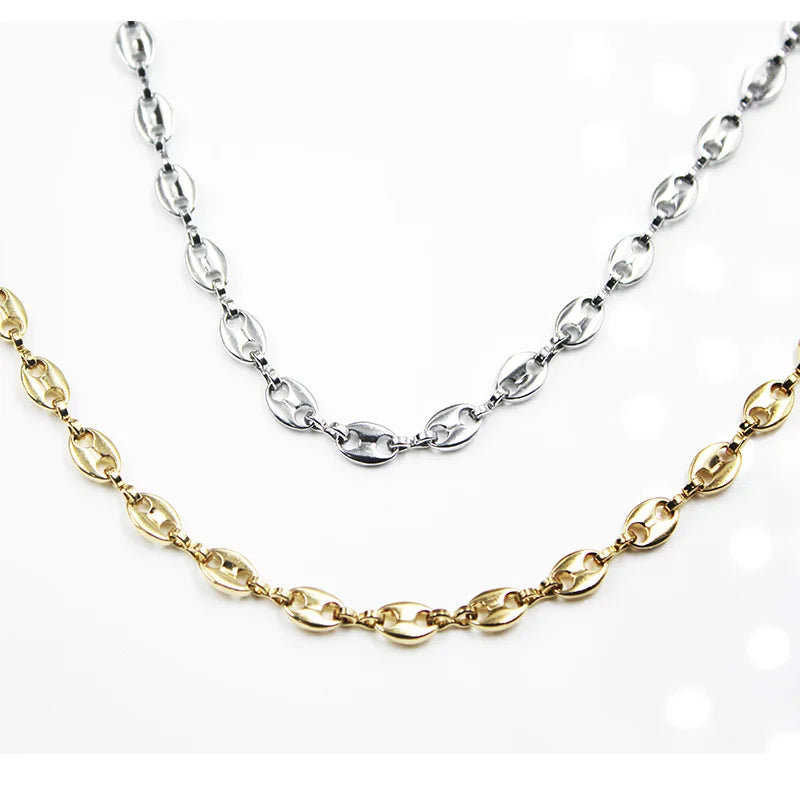 BZM 2024 Best Grade Quality 14k Gold and Silver Stainless Steel Necklace Coffee Bead with 0.5mm Width Sweater Chain Jewelry