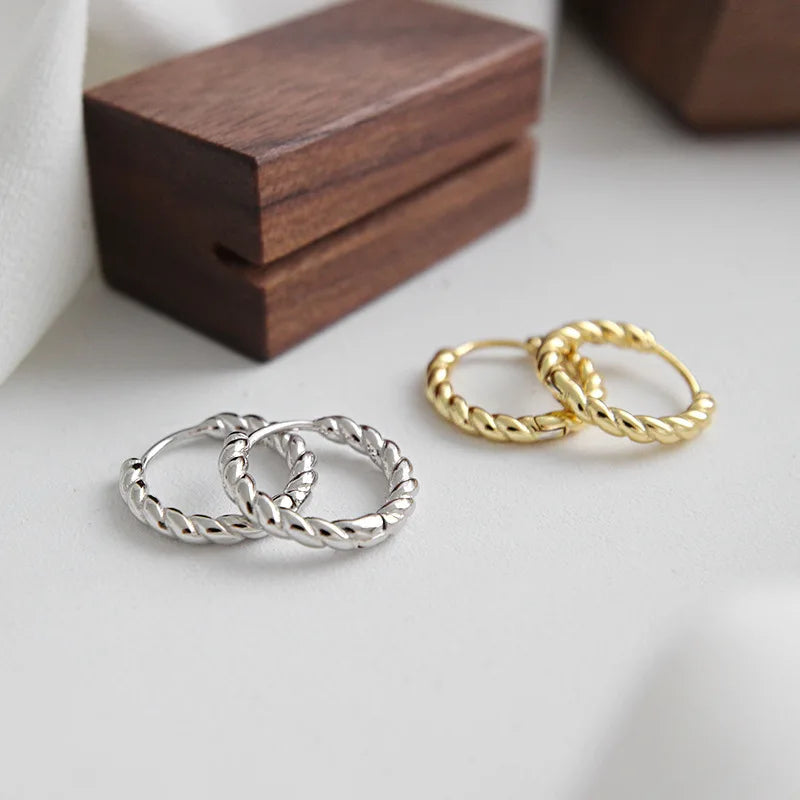 VIANRLA 925 Sterling Silver 12mm Minimalist Croissants Gold huggies Earrings