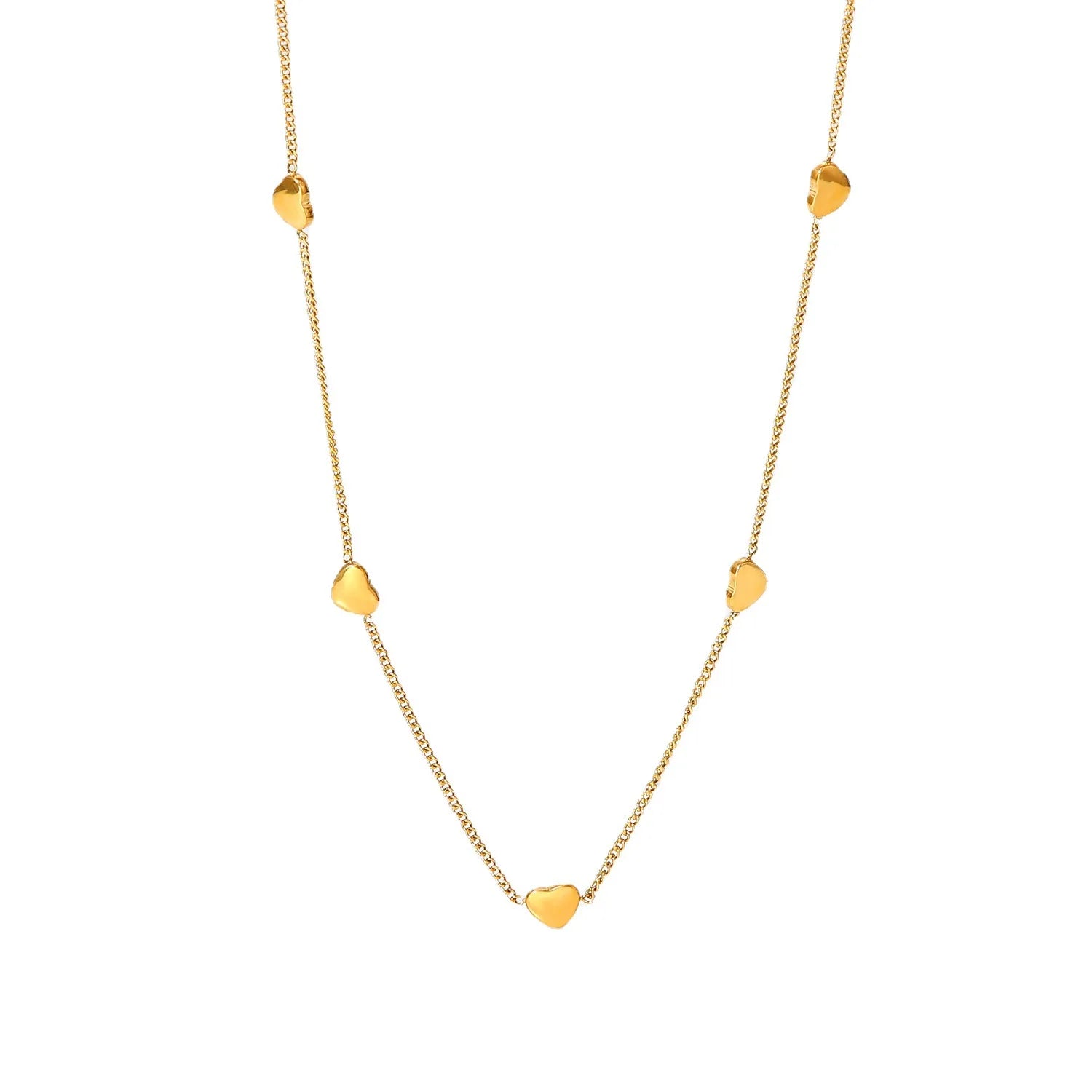 Fashion Chain Necklace Wholesale Custom PVD Plated 18K Gold Stainless Steel Chain Link Cute Multiple Heart Necklace for Women