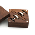 Engraveable Blank Walnut Cufflinks Tie Clip Sets with Jewelry Packaging Box Wood