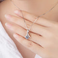 R.GEM. Women's 925 Silver Rhodium Plated Link Chain Pendant Necklace with 1CT Lab Grown Brilliant Cut Moissanite GRA Certified