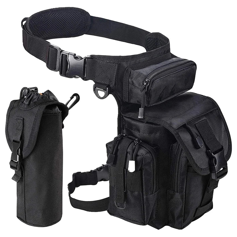 Multifunctional Tactical Outdoor Motorcycling Hiking Traveling Drop Leg Waist Bag Belt Pack Water Bottle Fishing Tool Pouch