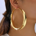 2023 New Arrival Fashion Jewelry Minimalist Personality Exaggeration Glossy Earring Metal Geometric Fashion Gold Hoop Earrings