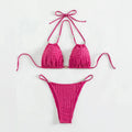 Active Two-piece Beach Bikini Sexy Backless High Waist Mature Swimsuit Metal Bead Velvet Towel Swimwear Set