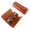 Custom Logo Black Brown Green Smooth PU Leather Watch Storage Case Tree Pillows Watch Travel Roll Bag Suede Watch Package Box