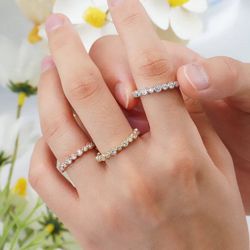 Starsgem Wedding Band Ring Round Shape Stone Lab Grown Diamond 9k 10k 14k 18k Gold Ring