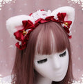 Cute Japanese Lolita Hair Jewelry Accessories Cat Ear Bow Flowers Girl Plush Headdress Lace Cat Ears Headband