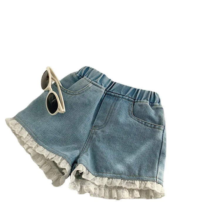Girls' New Summer Korean-Style Solid Pattern Mid-Waist Shorts Trendy Casual All-Match Thin Outer Wear Breezy Western Short Pants