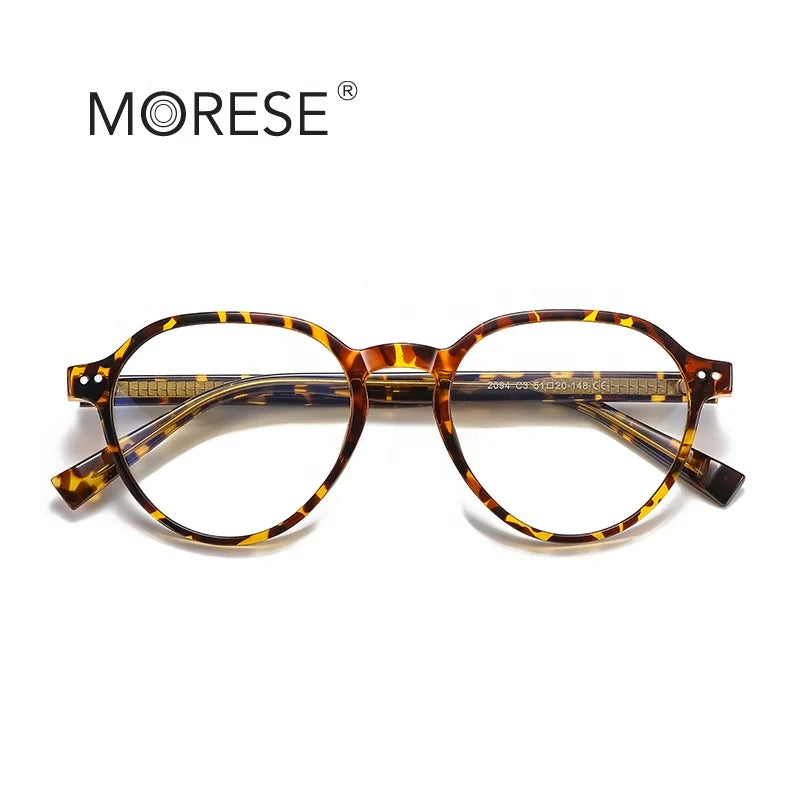 MORESE Model 2094 TR90 Round Optical Frame Designer Eyeglasses Customizable OEM Logo Ready Stock Eyewear