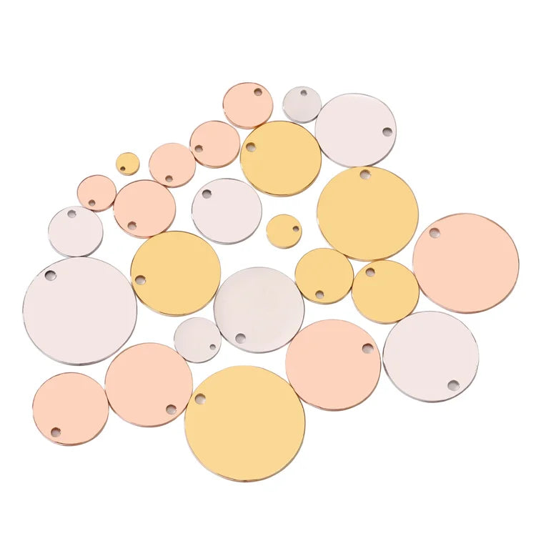 Dainty Personalized Jewelry Gold Plated DIY Round logo Charm Custom Pendant Accessories