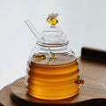 Kitchen Food Honey Jar Sugar Jam Honey Mini Honeycomb Shape Cute Glass Bottle Pot Jar with Dipper and Bee Decoration