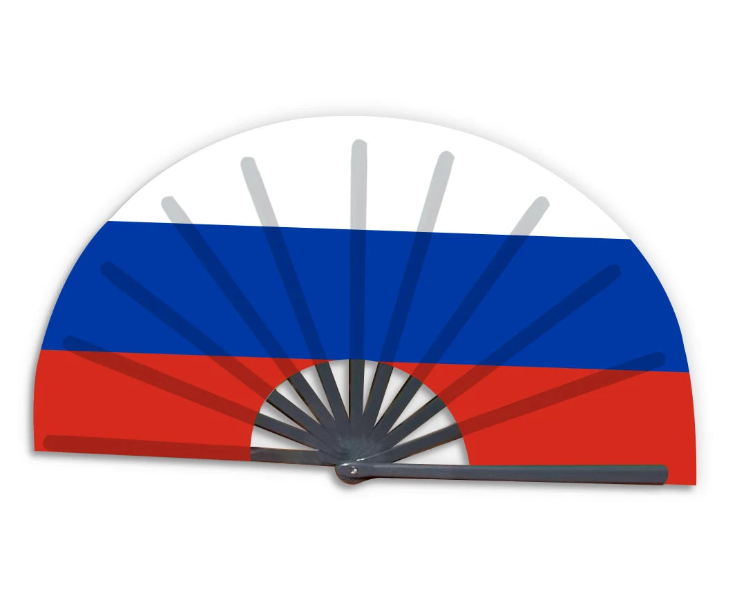 New Product Customized National Country Flag Russia Folding Bamboo Hand Held Fan