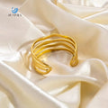SUMMLY Vintage Wholesale Simple Multi-Layer 18K Gold Plated Stainless Steel Open Bangle Fashion Jewelry