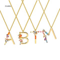 FUAMAY Women's Classic Gold-Plated Arabic Letter Necklace Zircon-Incarnated Link Chain Featuring Letters a Z Collares Para Mujer