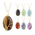 High Quality Life Tree Crystal Necklace Handmade Irregular Water Drop Wire Wrap Natural Gemstone Amethyst Necklace Pendants