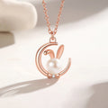 2025 New Gift Girlfriend Pendant Necklace Moon Rabbit Pearl Necklace Light Luxury Sterling Silver Necklace for Women