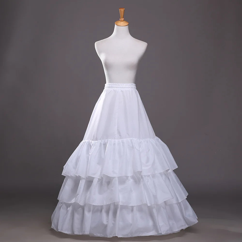 Wholesale Two-Hoop Elastic Waist Cancan Skirt with Three Lotus Leaf Thin White Fishbone Accessory Wedding Dress Petticoat