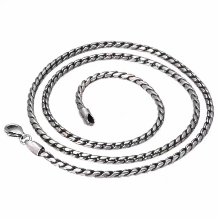Italy Style Men's Chain Solid 925 Sterling Silver Snake Chain Necklace