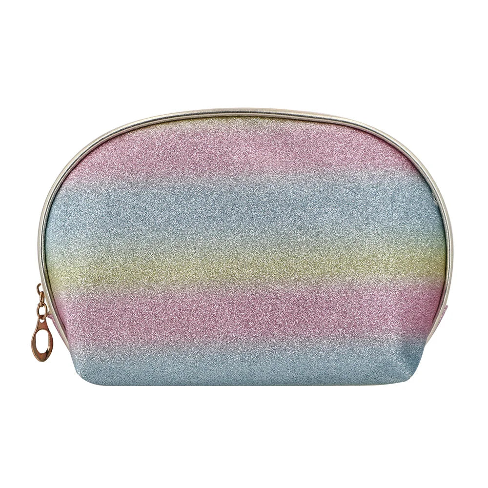 Bling Bling Rainbow Glitter Cosmetic Toiletry Bag Stylish Colorful Ladies Makeup Bag Shinny Glitter Travel Clutch Cosmetic Bag