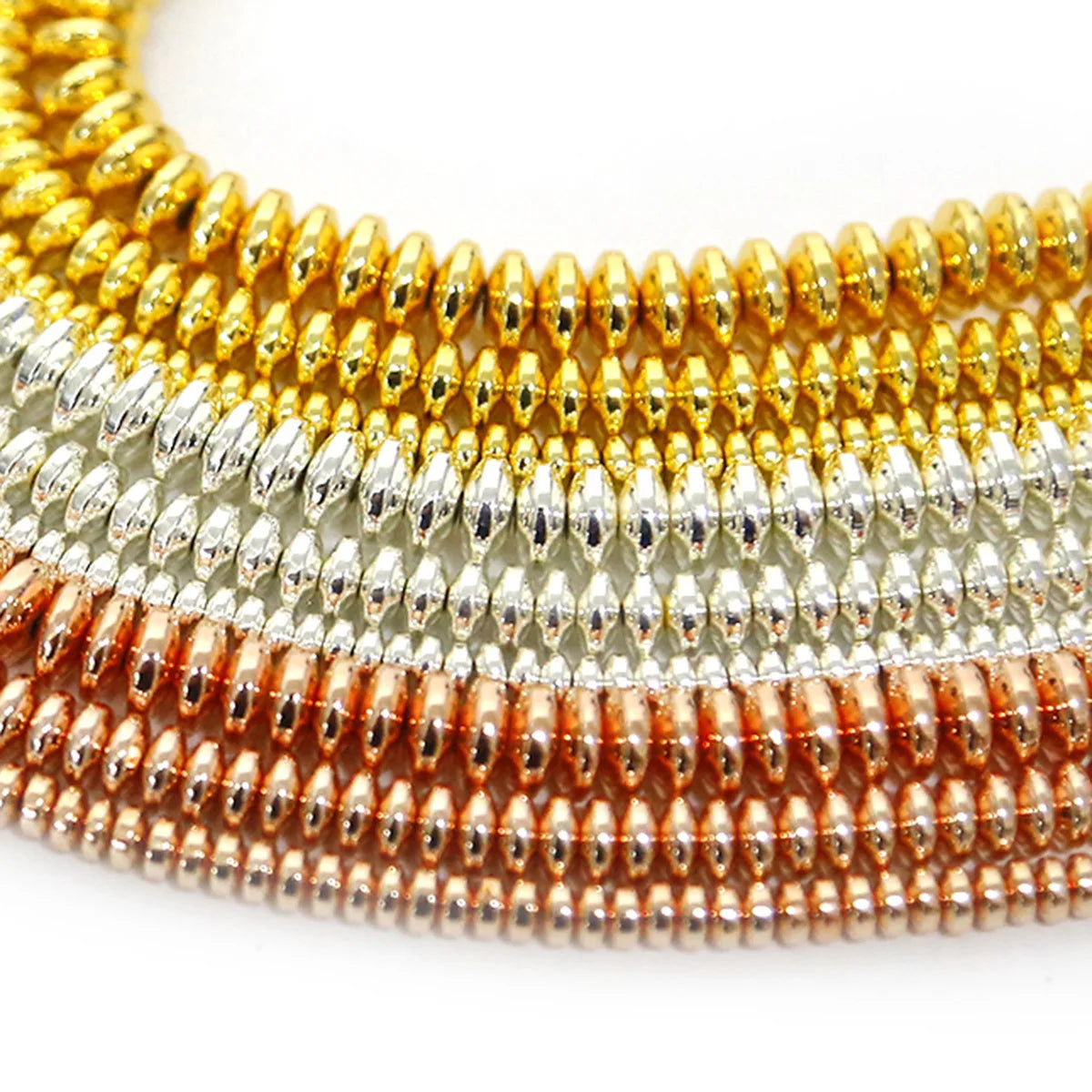 Flat Round Spacer Loose Beads Flying Saucer Hematite Natural Stones Golden Bead Semi-Precious Rondelle Heishi Spacer for Jewelry