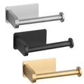 Modern Black Steel Self-Adhesive Toilet Paper Roll Holder No Drill Design Wholesale Price for Bathroom Use