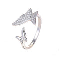 Wholesale Fashion Copper Alloy Zircon Bead Wedding Party Shiny Glitter butterfly Finger Ring Women China Manufacturer Supplier