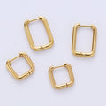 Stainless Steel Small 18k Gold Plated Huggie square Shaped Rectangle Hoop Earrings for Girls