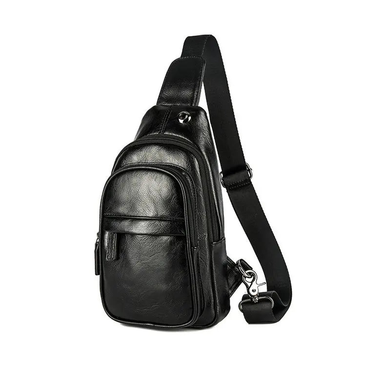Small Custom Fanny Pack Vest Pu Leather Sport Side Chest Sling Crossbody Luggage Travel Shoulder Messenger Bag for Men Women
