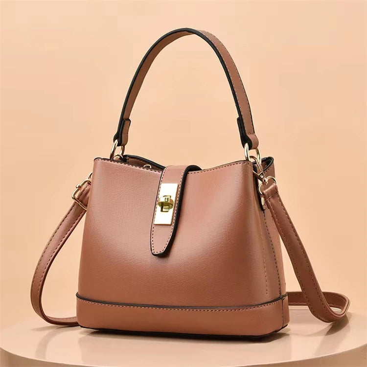 Oem Wholesale Pu Leather Mini Round Brand Soft  Bucket Handbag for Women Luxury