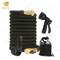 Black 3/4'' Rubber Water Garden Hose with Expandable Magic Watering Feature Lightweight PVC Material for Washing Cars Gardens