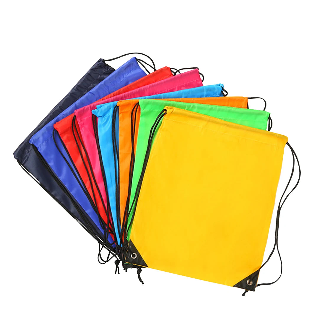 AI-MICH Korean Style Custom Size Drawstring Bag Eco Material Plastic Canvas Polyester Linen Rainbow Colorful Liner Sportpacks